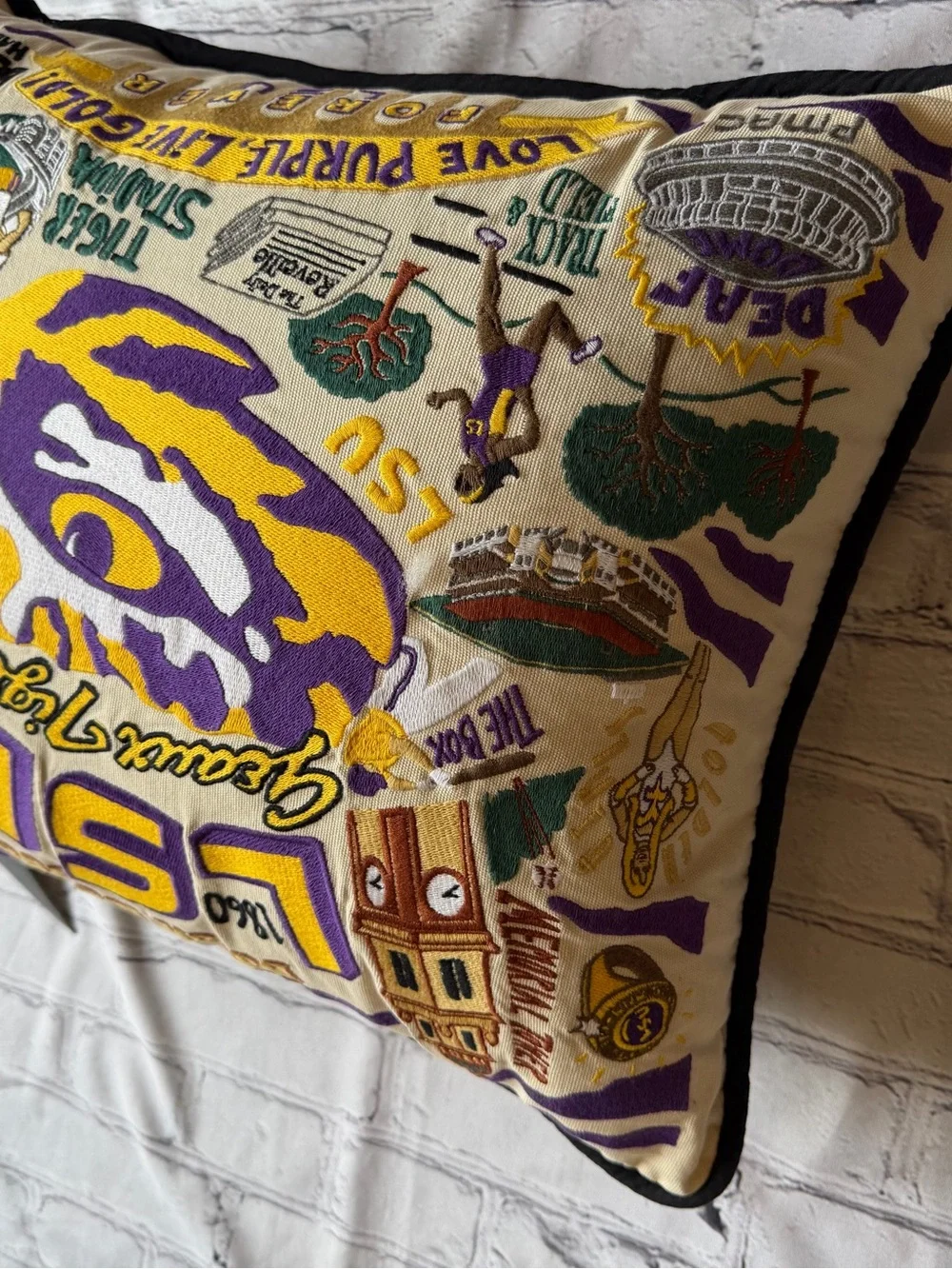LSU Pillow Louisiana State University Embroidered Decorative Throw Pillow New